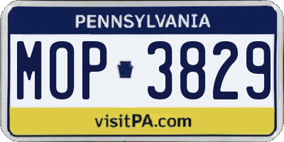 PA license plate MOP3829