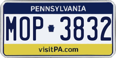 PA license plate MOP3832