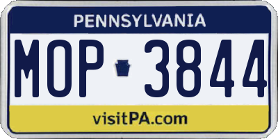 PA license plate MOP3844