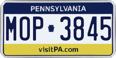 PA license plate MOP3845