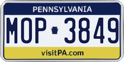PA license plate MOP3849
