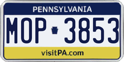 PA license plate MOP3853