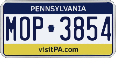 PA license plate MOP3854