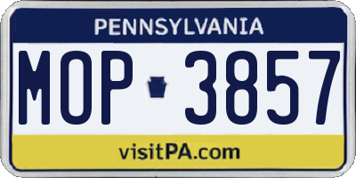 PA license plate MOP3857