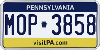 PA license plate MOP3858