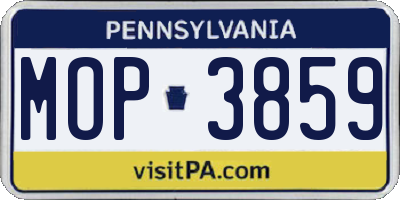PA license plate MOP3859