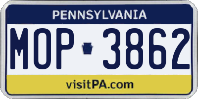 PA license plate MOP3862