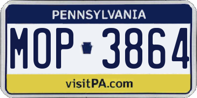 PA license plate MOP3864