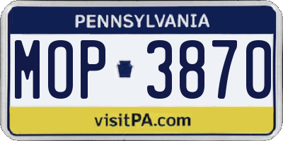 PA license plate MOP3870