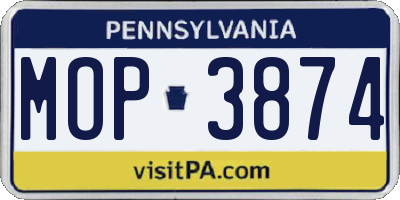 PA license plate MOP3874