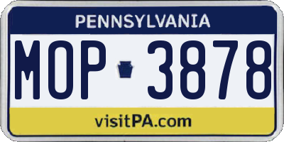 PA license plate MOP3878