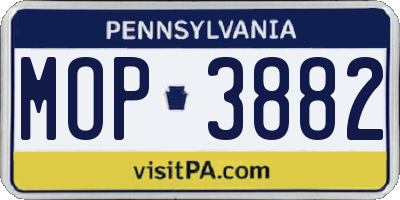 PA license plate MOP3882