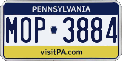 PA license plate MOP3884