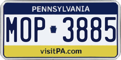 PA license plate MOP3885