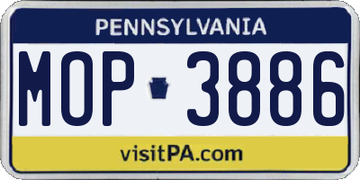 PA license plate MOP3886