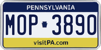 PA license plate MOP3890