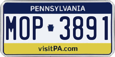 PA license plate MOP3891
