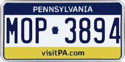 PA license plate MOP3894