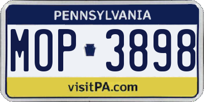 PA license plate MOP3898
