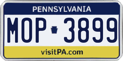 PA license plate MOP3899