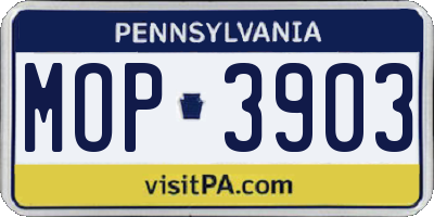 PA license plate MOP3903