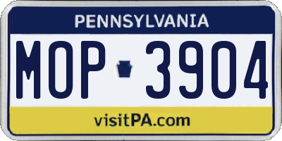 PA license plate MOP3904