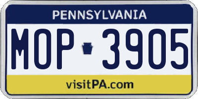 PA license plate MOP3905