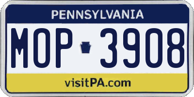 PA license plate MOP3908