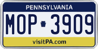 PA license plate MOP3909