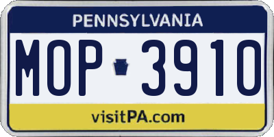 PA license plate MOP3910