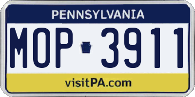 PA license plate MOP3911