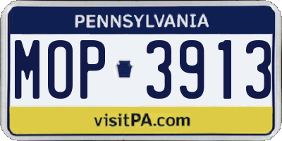 PA license plate MOP3913