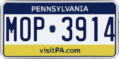 PA license plate MOP3914