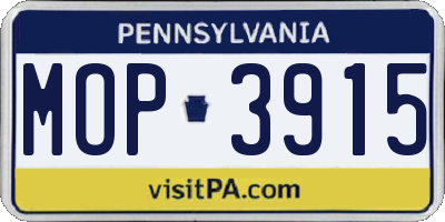 PA license plate MOP3915