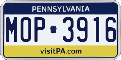PA license plate MOP3916