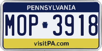 PA license plate MOP3918