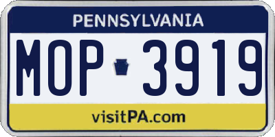 PA license plate MOP3919