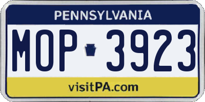 PA license plate MOP3923