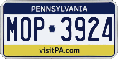 PA license plate MOP3924