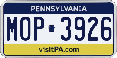PA license plate MOP3926
