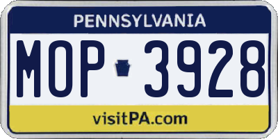 PA license plate MOP3928