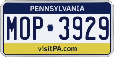 PA license plate MOP3929