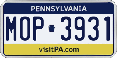 PA license plate MOP3931