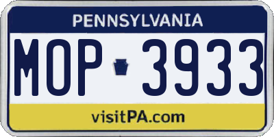 PA license plate MOP3933