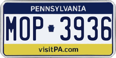 PA license plate MOP3936
