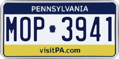 PA license plate MOP3941