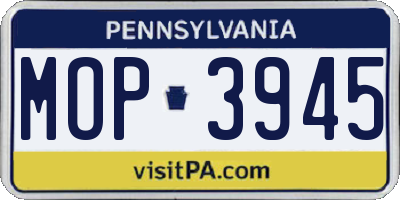 PA license plate MOP3945
