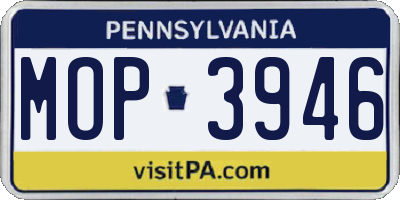 PA license plate MOP3946
