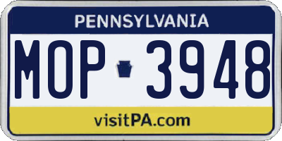 PA license plate MOP3948