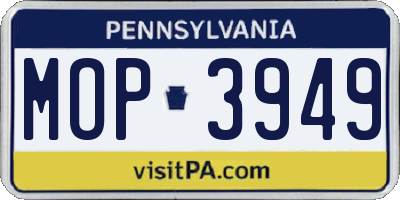 PA license plate MOP3949